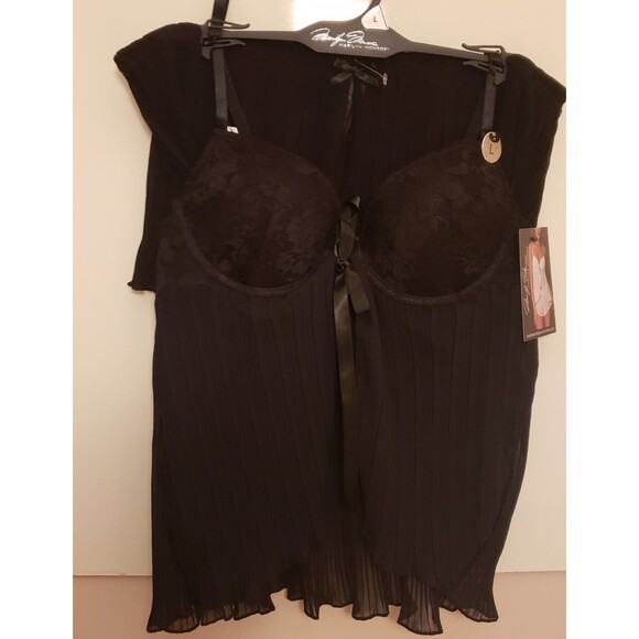 Marilyn Monroe Women’s Cushion Push-Up Cami Set Black Flirty Playful Size L NWT
